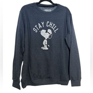 Peanuts Snoopy "Stay Chill" Graphic Sweatshirt Crewneck Gray Heather Unisex XL